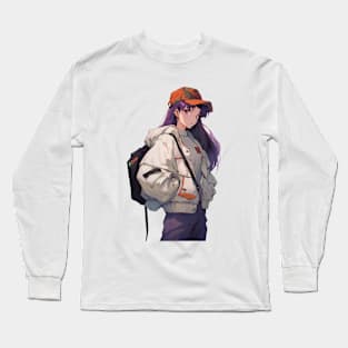 Misato Katsuragi Anime girl Illustration streetwear 3 Long Sleeve T-Shirt